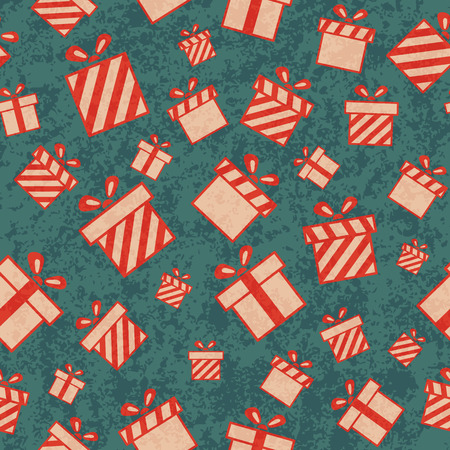 Seamless retro pattern with gift boxes. Vector illustration EPS10のイラスト素材