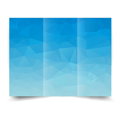 blue tri-fold brochure design template with abstract geometric background. Tri-Fold Mock up and back Brochure Design with triangles.のイラスト素材