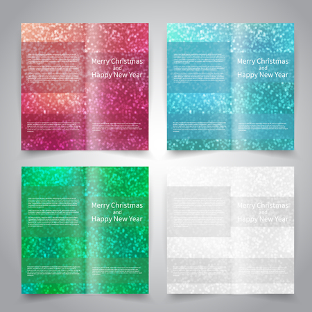 Brochure design templates set with abstract background with sparkles. Red, blue, green, white colors. Merry Christmas and Happy New Year vector brochure mockup EPS10のイラスト素材