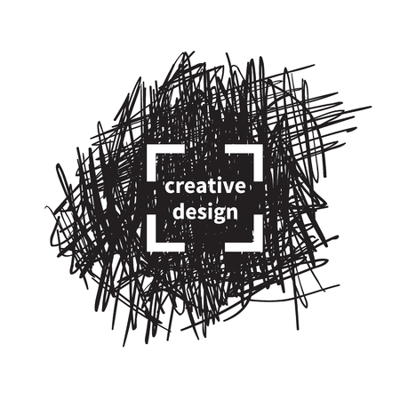 Logo design. Vector Hand drawn scribbles with frameのイラスト素材