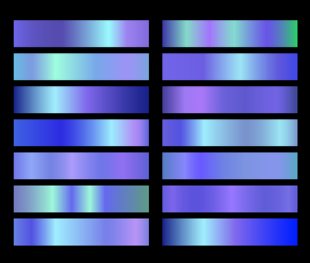 Banners or headers with holographic blue gradient colorful background. Vector design for your banners, headers, footers, flyers, cards etc. Vector hologram bannersのイラスト素材
