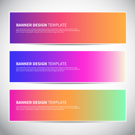 Banners or headers with trendy bright gradient colorful background. Vector design for your banners, headers, footers, flyers, cards etc. Rainbow colorsのイラスト素材