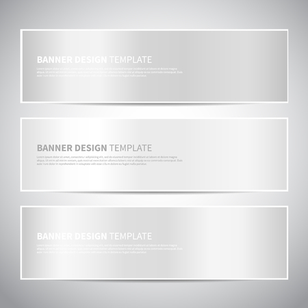 Banners. White shiny glossy gradient vector banner templates or website headers. Vector design for your headers, footers, flyers, cards etc.のイラスト素材