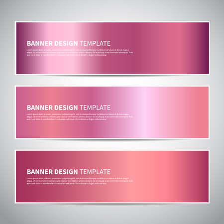 Banners. Rose gold or shiny pink gradient vector banners templates or website headers. Vector design for your headers, footers, flyers, cards etc.のイラスト素材