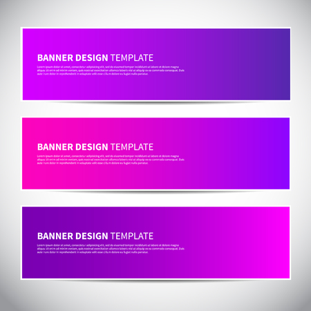 Banners or headers with trendy bright pink and purple gradient colorful background. Vector design for your banners, headers, footers, flyers, cards etc. Rainbow colorsのイラスト素材