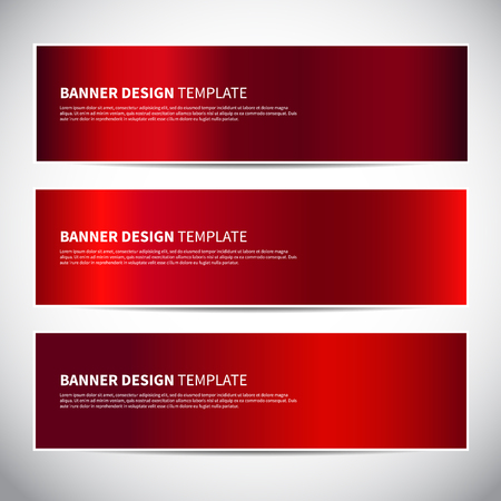 Banners. Red shiny glossy gradient vector banner templates or website headers. Vector design for your headers, footers, flyers, Merry Christmas, New Year cards etc.のイラスト素材