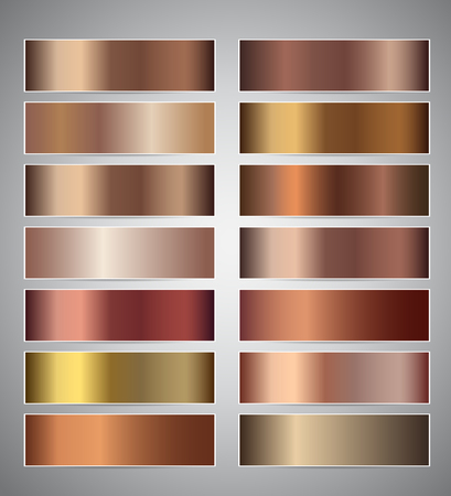 Set of bronze gradient vector banners templates or website headers. Vector design for your banners, headers, footers, flyers, cards etc.のイラスト素材