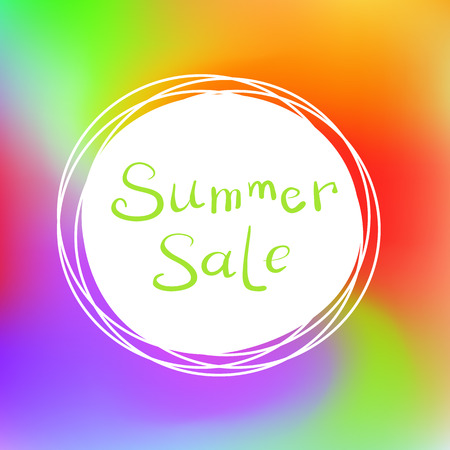 Summer sale banner with colorful bright background. Vector design for banner, flyer, invitation, poster, web site. Summer sale lettering for shops, salons, agenciesのイラスト素材