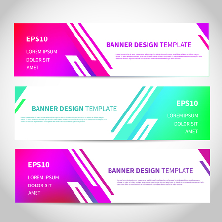 Banners vector design or headers web template with abstract trendy background. Colorful Summer Vector design for your banners, headers, footers, flyers, cards etc.のイラスト素材