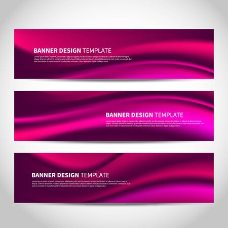 Vector banners with abstract pink wavy backgroundのイラスト素材