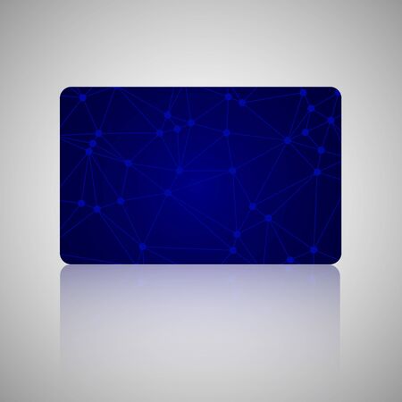 Gift card or discount card or credit card with net and dots on blue background. Electronics shop, techno technology store, space agency, planetarium discount voucher, coupon, gift card. Vector designのイラスト素材