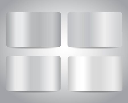 Gift cards or discount cards or credit cards set with metallic white background. Electronics shop, computer agency, technology store discount, clothes shop voucher coupon or gift cards Vector design のイラスト素材