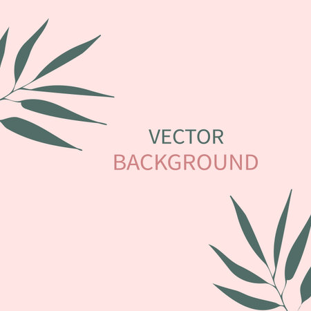 Vector card with plants, leaves and copy space for text. Graphic design for banners, cards, wedding invitations, flyers, posters etc.のイラスト素材