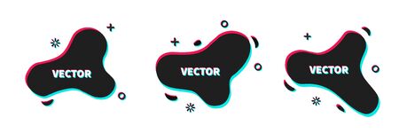 Vector geometric shapes in trendy design, Black dynamic forms. Flowing shapes banners.のイラスト素材