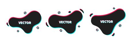 Vector geometric shapes in trendy design, Black dynamic forms. Flowing shapes banners.のイラスト素材