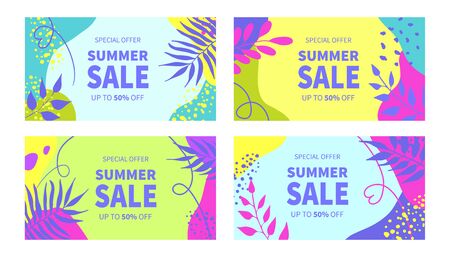 Summer sale banner templates for social media stories. Vector summer abstract geometric backgroundのイラスト素材