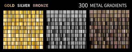 Gold, silver, bronze gradients. Collection of colorful gradient illustrations for backgroundsのイラスト素材