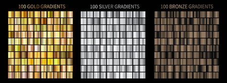 Gold, silver, bronze gradients. Collection of colorful gradient illustrations for backgroundsのイラスト素材
