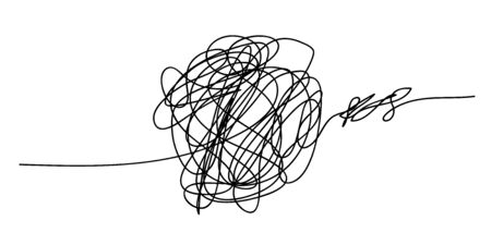 Scribble chaos line brush stroke, vector doodle sketch circle. Hand drawn designのイラスト素材