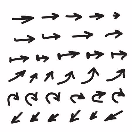 Arrows icons vector hand drawn editable setのイラスト素材