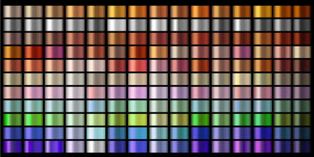Vector Gradients collection. Gold, golden, silver, bronze, copper, chrome, violet, purple colors gradientのイラスト素材