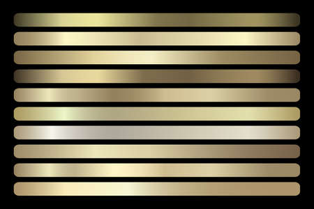 Gold Gradient vector set. Shiny, elegant golden, bronze, copper gradation colorsのイラスト素材