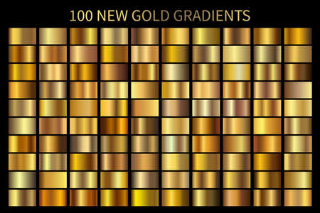 Gold Gradient vector set. Shiny, elegant golden, bronze, copper gradation colorsのイラスト素材