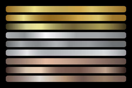 Gold, silver, bronze gradients vector setのイラスト素材