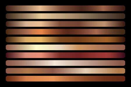 Bronze metallic gradient vector setのイラスト素材