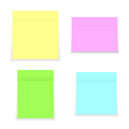 Sticky notes vector. Realistic square paper reminders with shadowのイラスト素材
