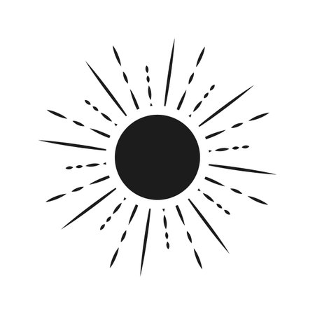 Sun icon vector isolated on white. Sun icon image in boho style for digital poster printのイラスト素材