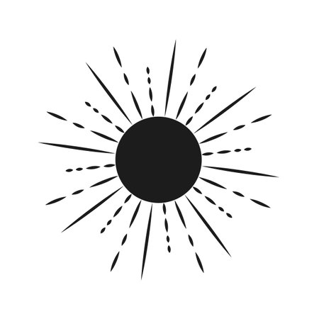 Boho sun icon image for digital poster print, boho wall art, bedroom decor in trendy style. Sun vector iconのイラスト素材