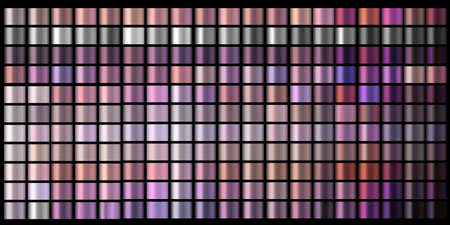 Vector Gradient swatches set. Pink, pastel, powdery, purple, chromium colors gradient swatch set vectorのイラスト素材
