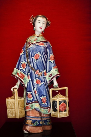 Chinese doll red backgroundの写真素材