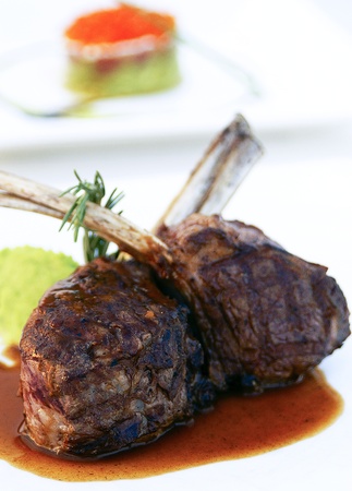 Lamb ribs in the plate の写真素材