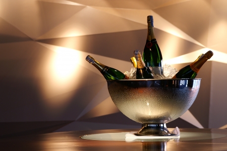 Bottle of champagne in bucketのeditorial素材