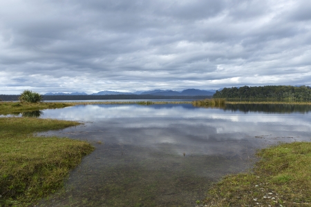Lake Mahinapua in New Zealandの写真素材