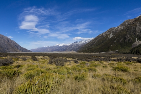 View oft Tasman Valleys , Aoraki Mt Cook national park Southern Alps mountain South Island New Zealandの写真素材