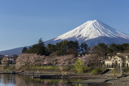 Mt Fuji at lake Kawaguchiko, Japanのeditorial素材
