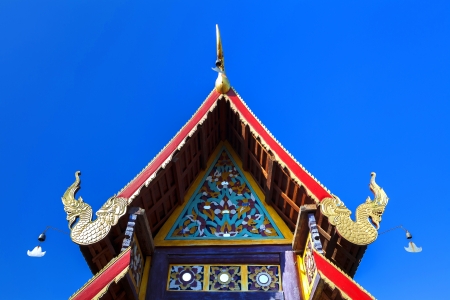 Detail of Beautiful old temple in Mae Chaem northern thailand, Chiang Mai, Thailandの写真素材