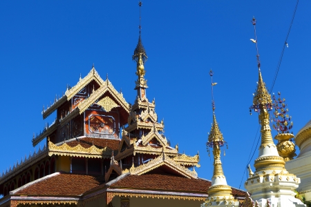 Detail of burmese Architectural Style temple northern thailand, Mae Hong Son, Thailandの写真素材