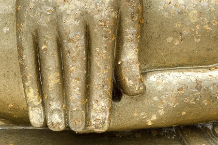 Hand of big Budha in thai templeの写真素材