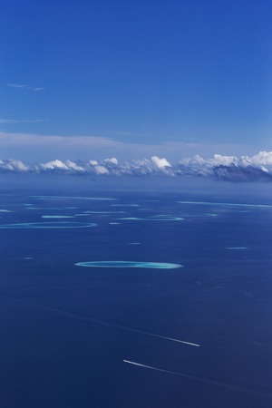 Group of atolls in Maldives from seaplane viewの写真素材