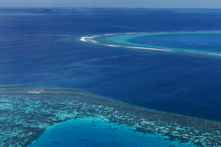 Coral Reef and detail of Atoll in Indean Ocean, Maldivesの写真素材