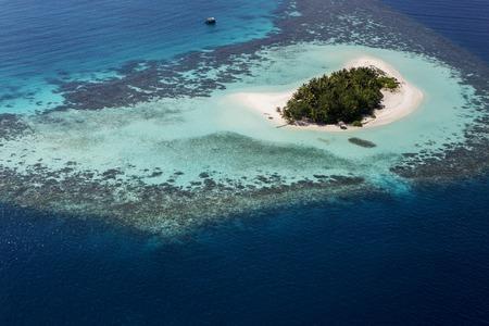 Coral Reef and detail of Atoll in Indean Ocean at Maldives, Aerial View from seaplaneの写真素材