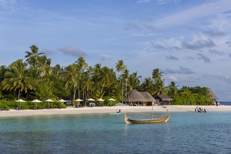 Male Maldives - June 14, 2015 : Locals and tourists relax on city beach. This is the only artificial beach in Maldivesのeditorial素材