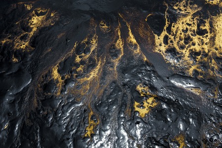 Texture of Crude oil spill on sand beach from oil spill accidentの写真素材