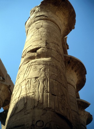 Hypostyle Hall in Temple of Amon- Ra built by Set I and his son Ramses II (1294-1213 BC )の写真素材