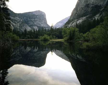 Mirror Lake, Yosemite National Park, Californiaの写真素材