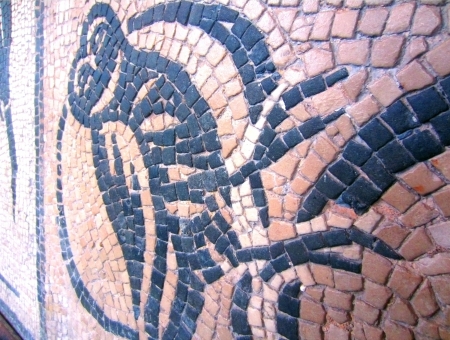 Colosseum and mosaics in Rome                            の写真素材